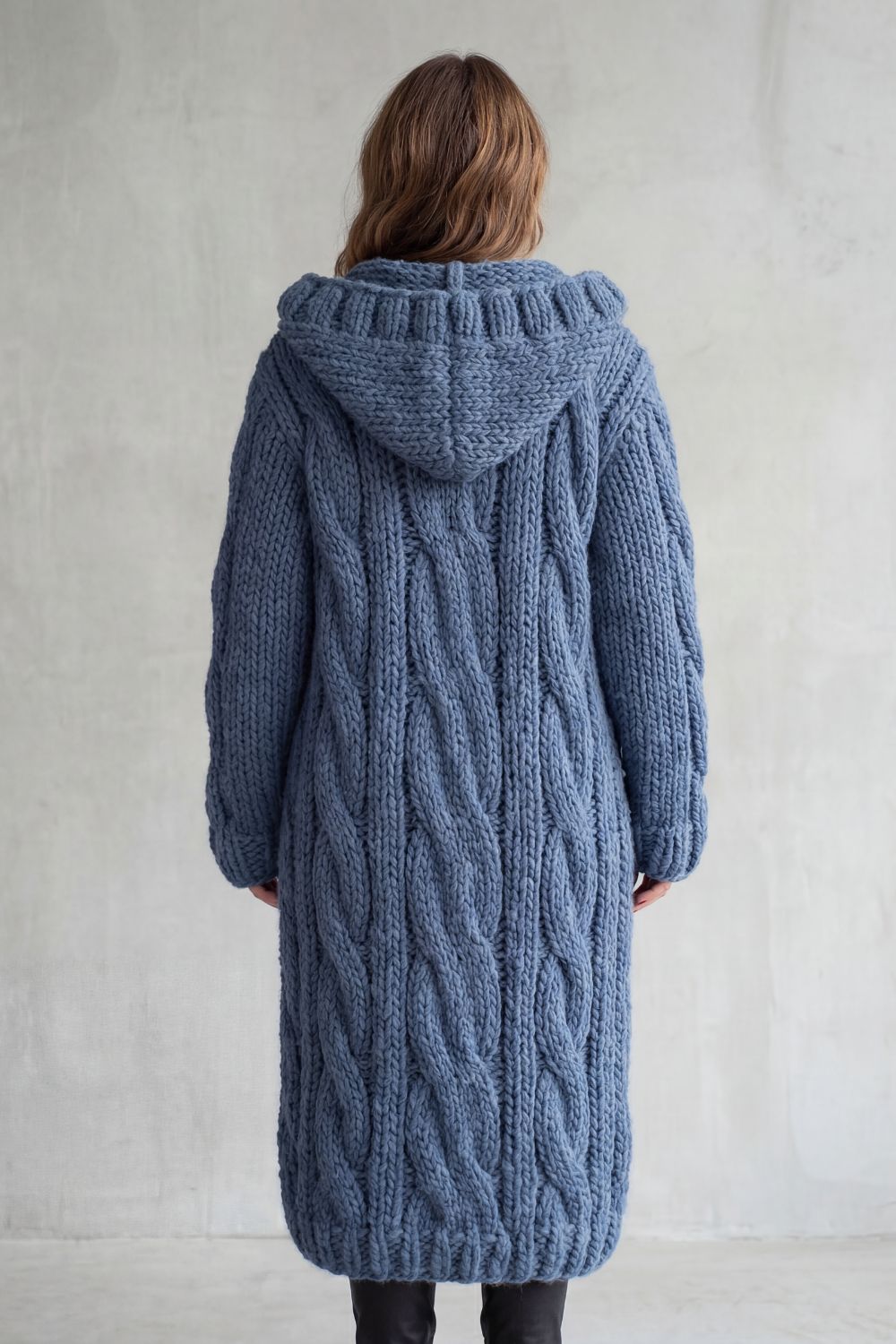 Kacob | Cable Knit Hooded Longline Cardigan