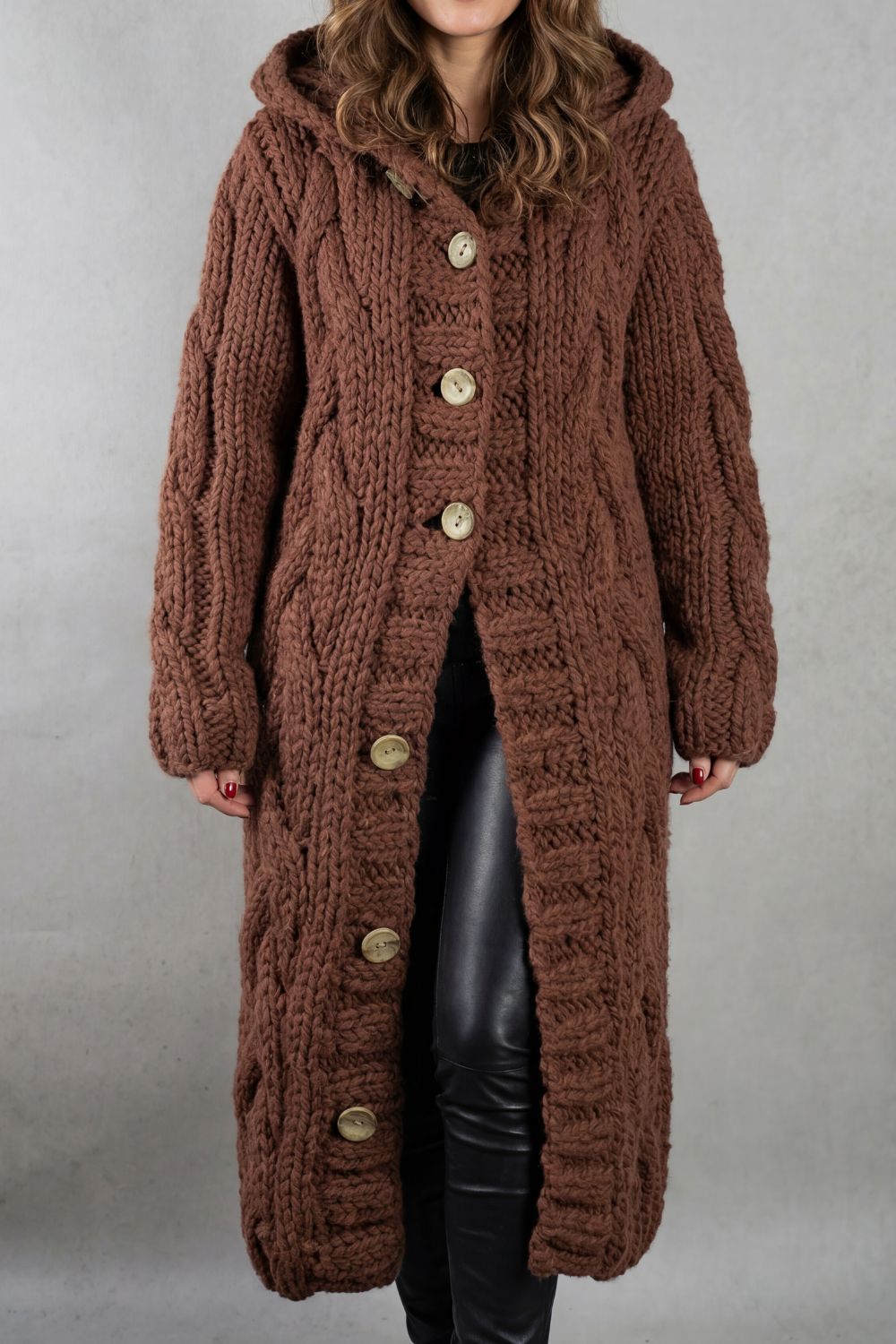 Kacob | Cable Knit Hooded Longline Cardigan