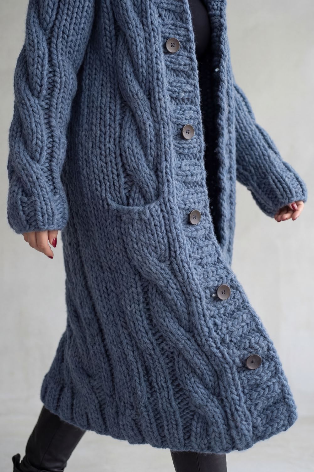 Kacob | Cable Knit Hooded Longline Cardigan