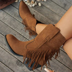 kacob womens layered fringe western boots