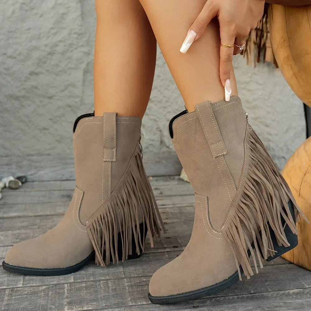 kacob womens layered fringe western boots