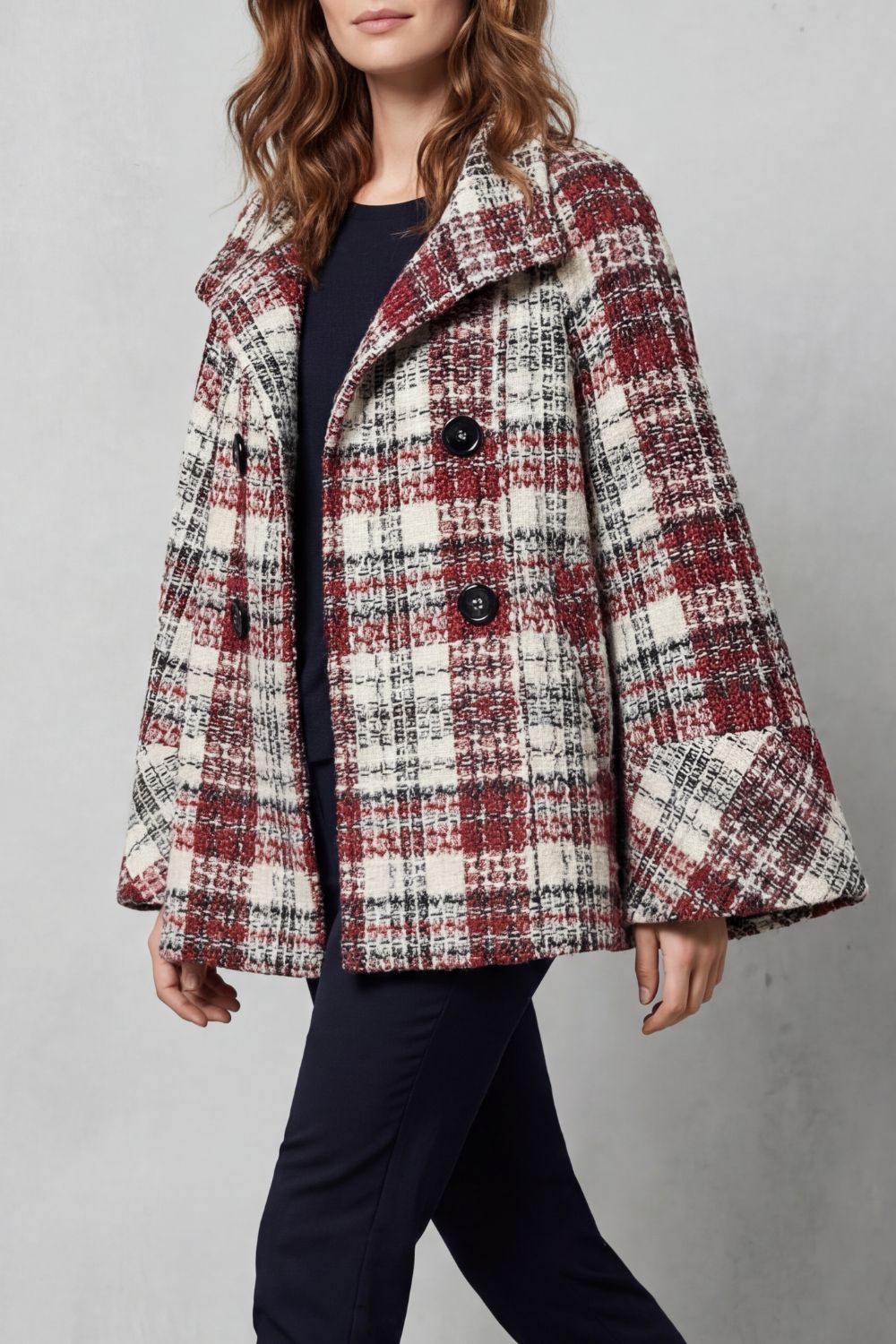 Kacob | Check Wool Cape Coat