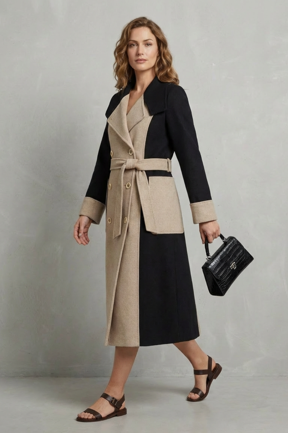 Kacob | Contrast Panel Wool Overcoat