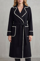 Kacob | Contrast Trim Longline Belted Coat