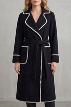 Kacob | Contrast Trim Longline Belted Coat