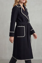 Kacob | Contrast Trim Longline Belted Coat