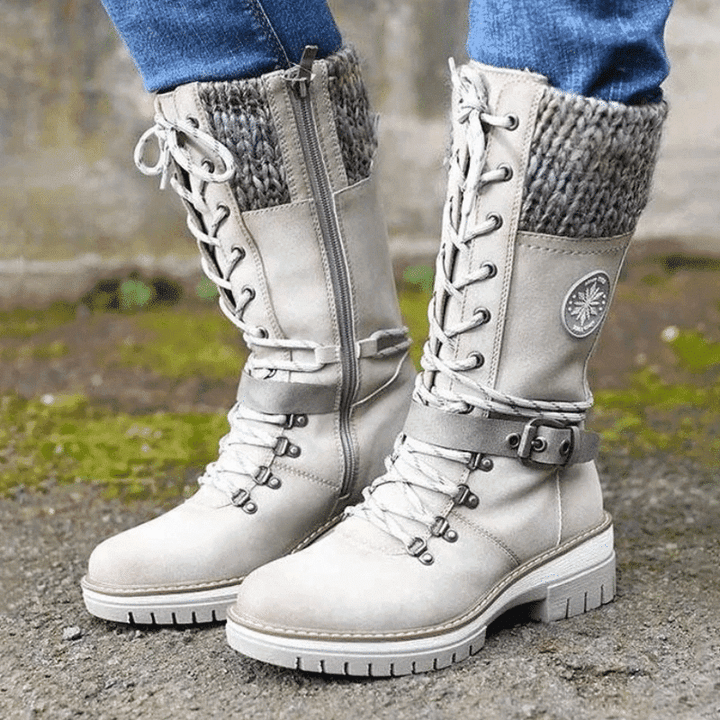kacob womens knit cuff lace up winter boots