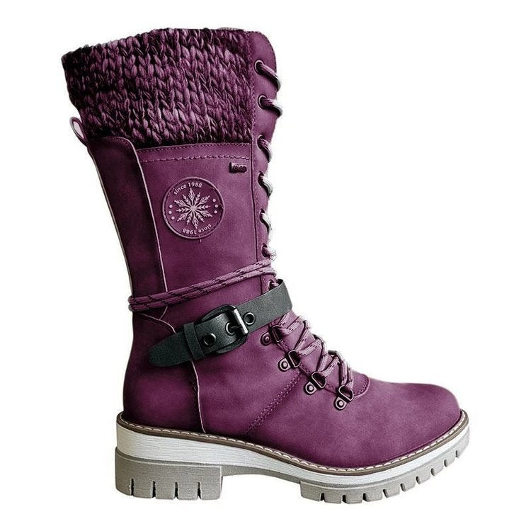 kacob womens knit cuff lace up winter boots