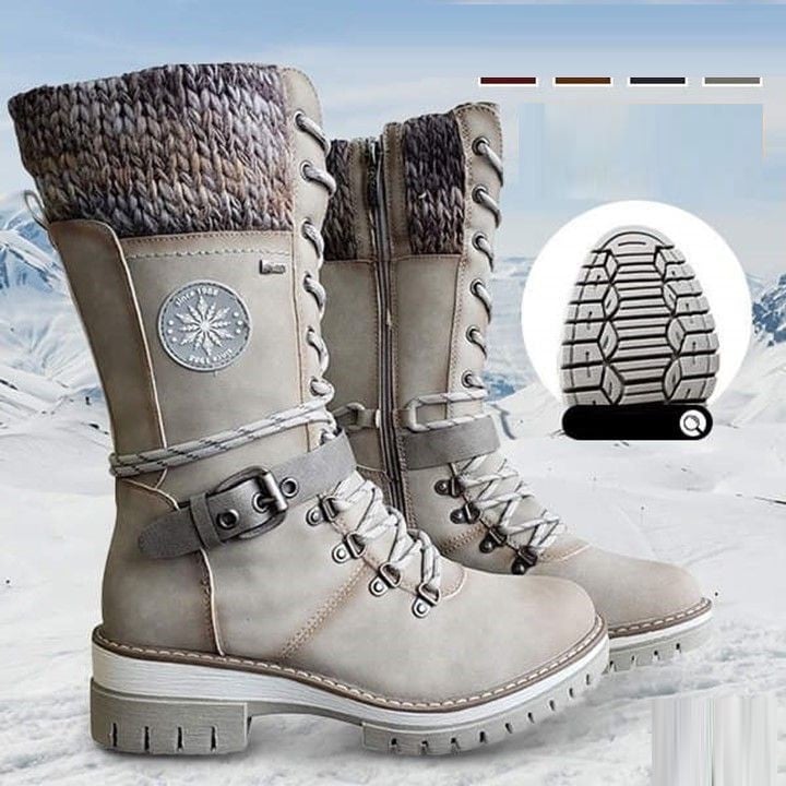 kacob womens knit cuff lace up winter boots