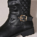 kacob womens buckle strap mid calf boots
