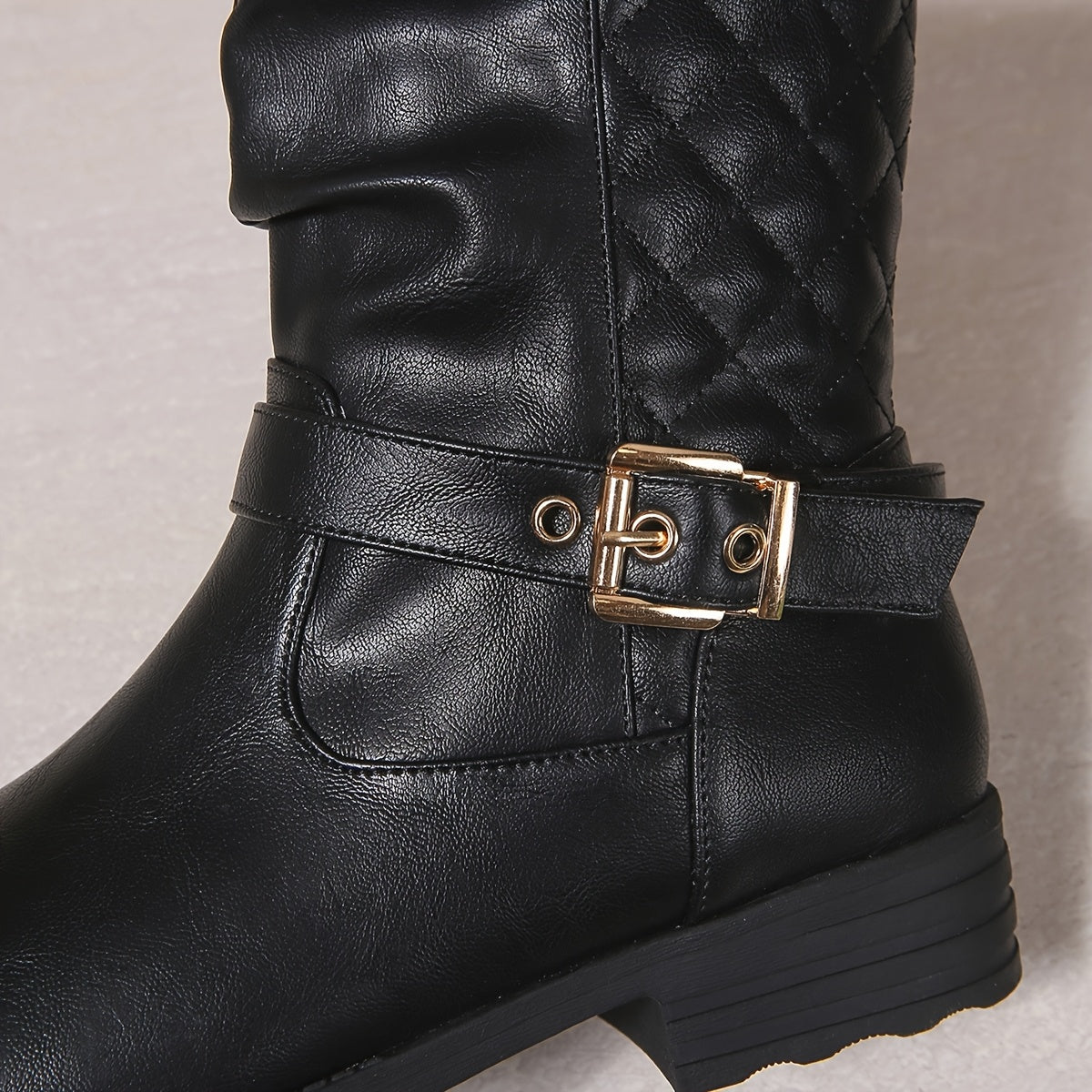 kacob womens buckle strap mid calf boots
