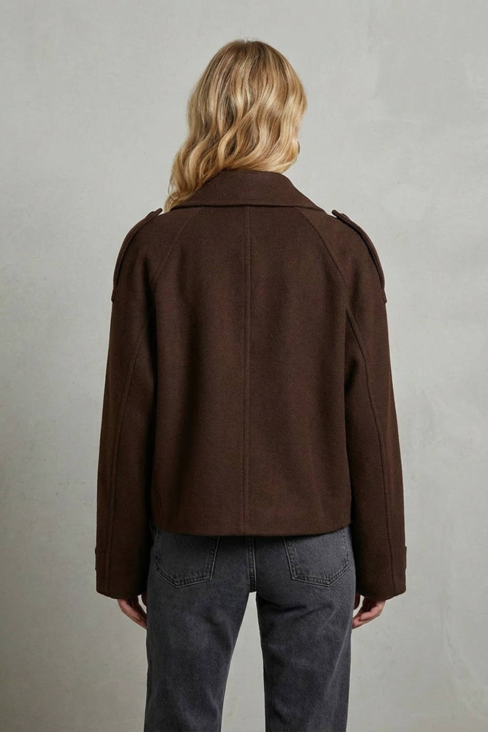 Kacob | Double-Breasted Cropped Wool Coat