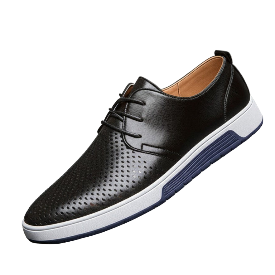 Men's perforated lace up derby shoes in black