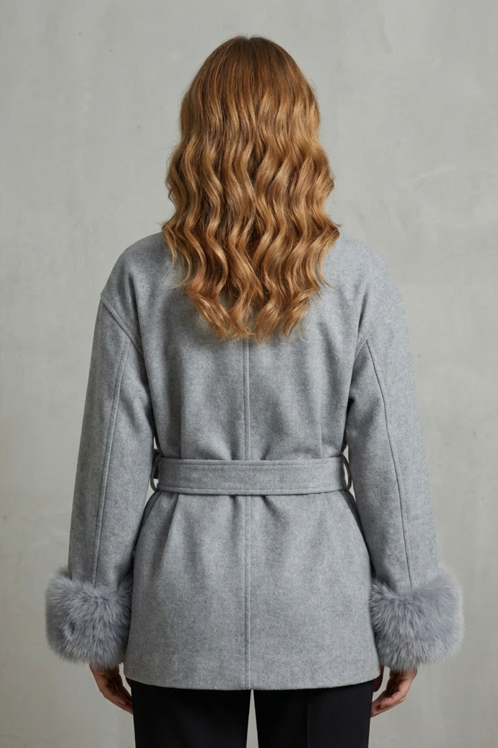 Kacob | Faux Fur Cuff Belted Wrap Coat