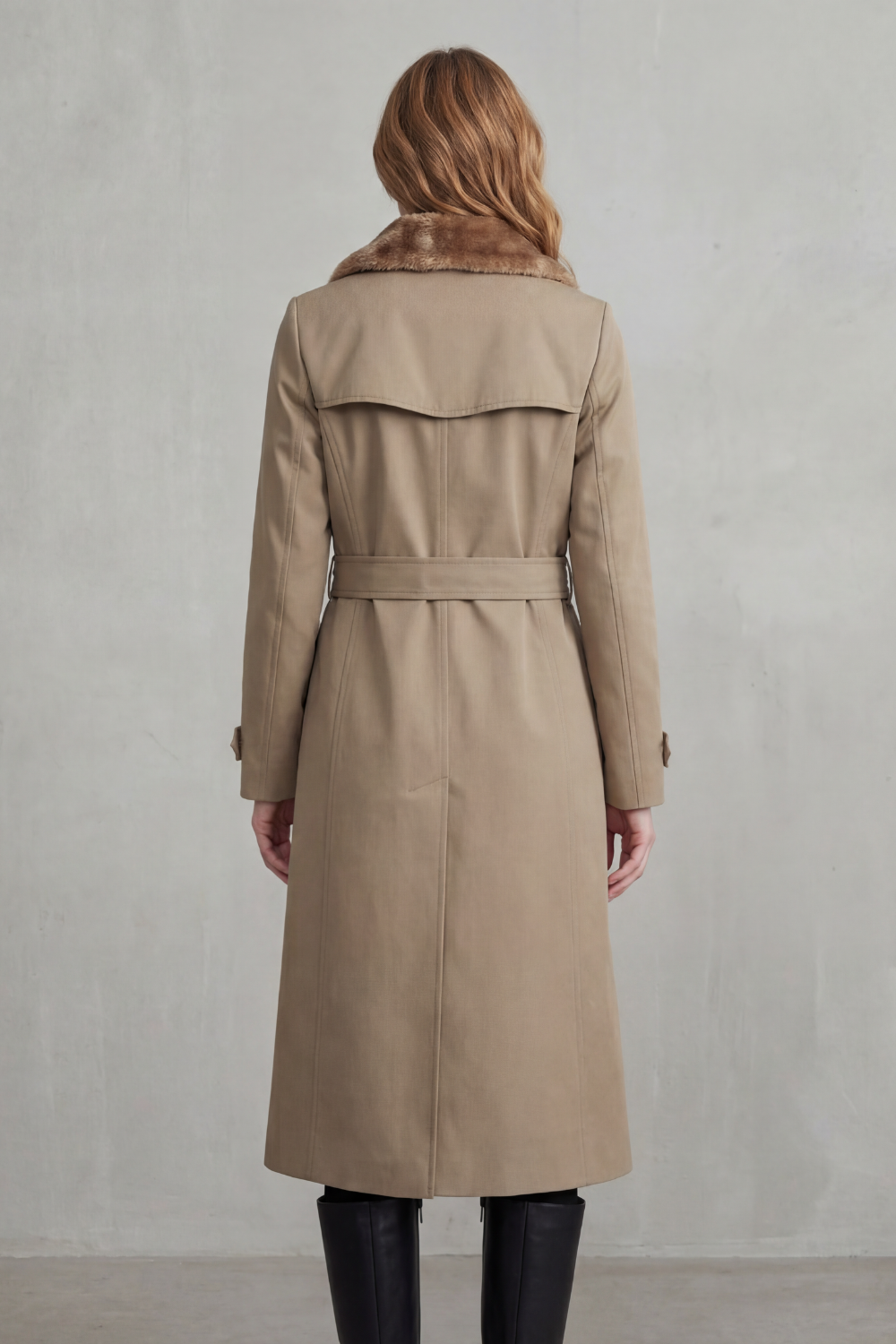 Kacob | Faux Fur Lined Double-Breasted Trench Coat