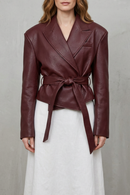 Kacob | Faux Leather Belted Blazer