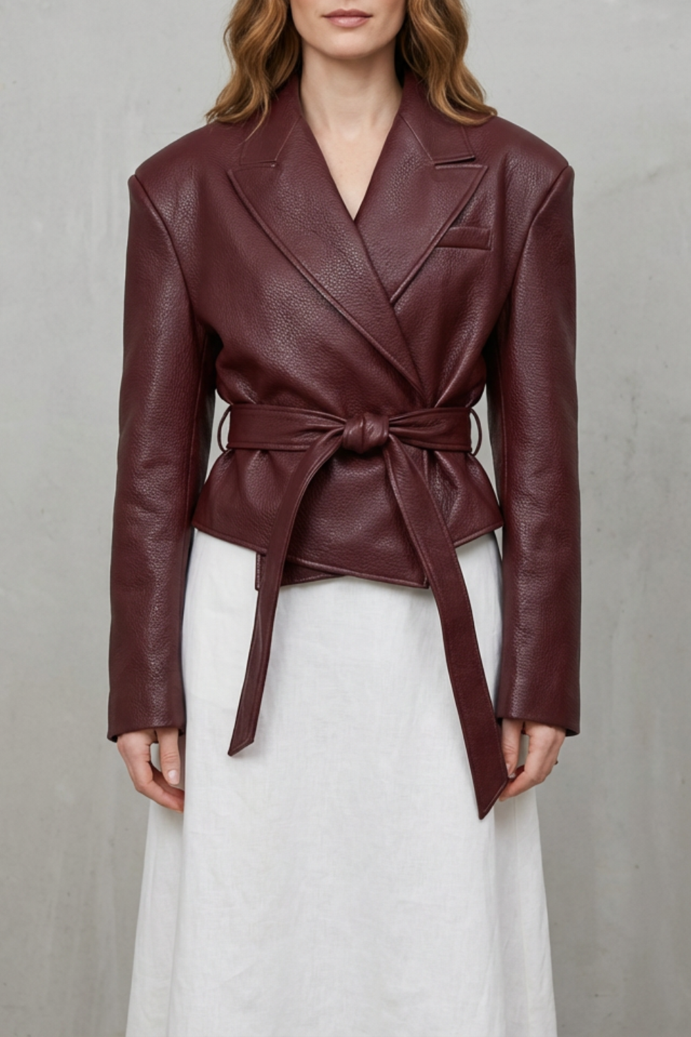 Kacob | Faux Leather Belted Blazer