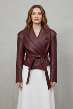 Kacob | Faux Leather Belted Blazer