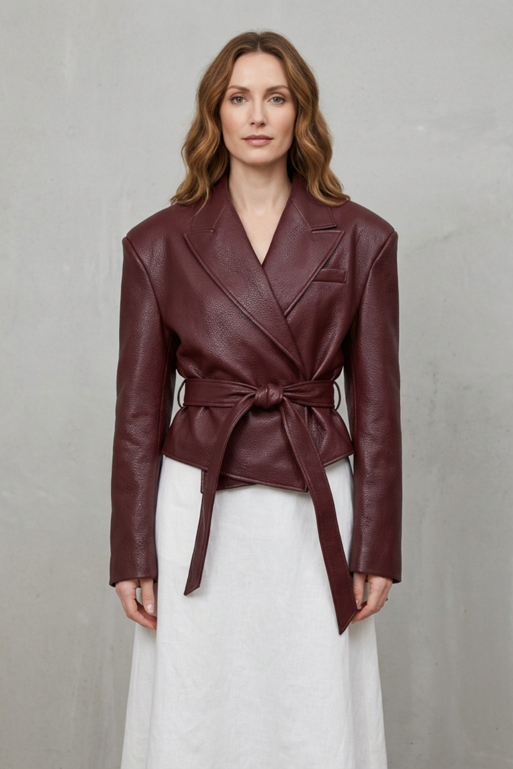 Kacob | Faux Leather Belted Blazer