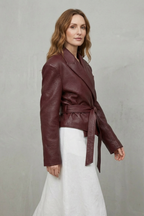 Kacob | Faux Leather Belted Blazer