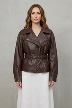 Kacob | Faux Leather Belted Blazer