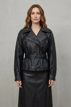 Kacob | Faux Leather Belted Blazer