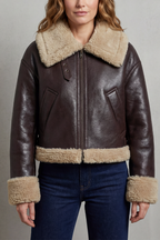 Kacob | Fleece Cropped Aviator Jacket