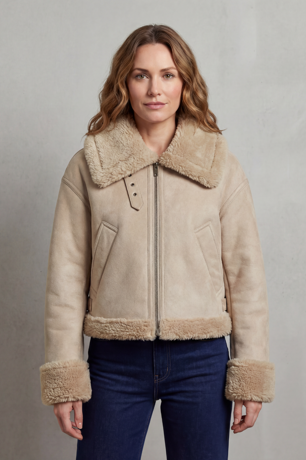 Kacob | Fleece Cropped Aviator Jacket