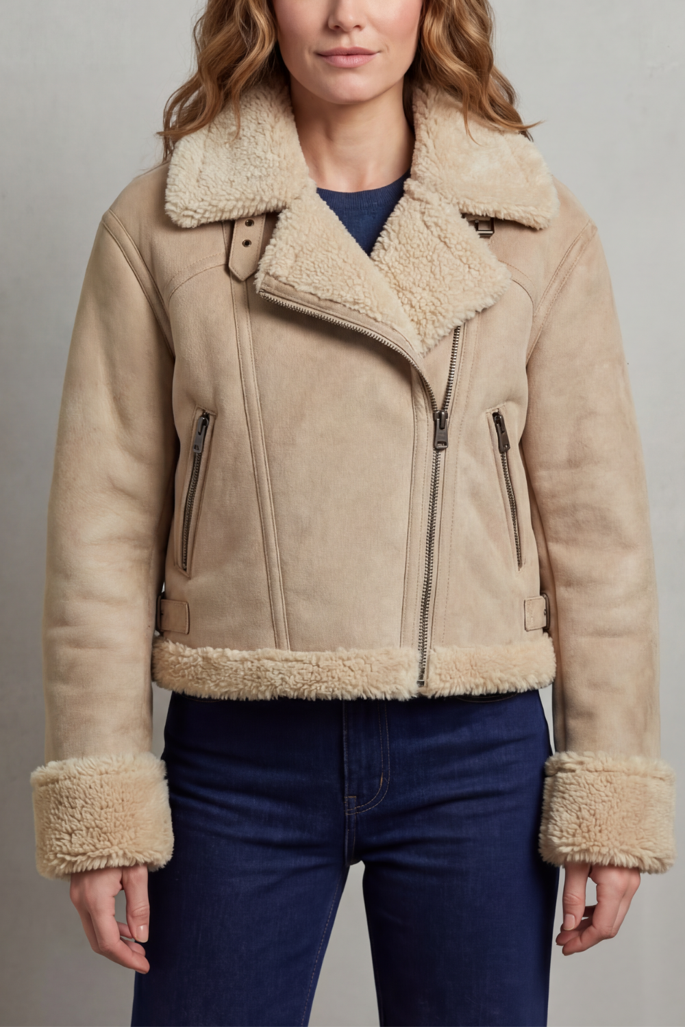 Kacob | Fleece Cropped Aviator Jacket