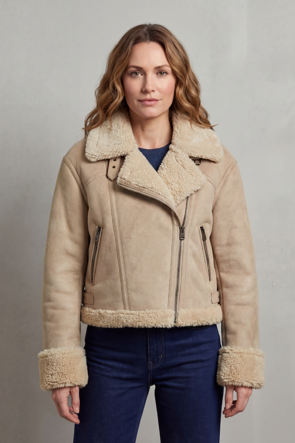 Kacob | Fleece Cropped Aviator Jacket