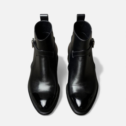 Kacob | Mens Leather Jodhpur Boots Slip On Black