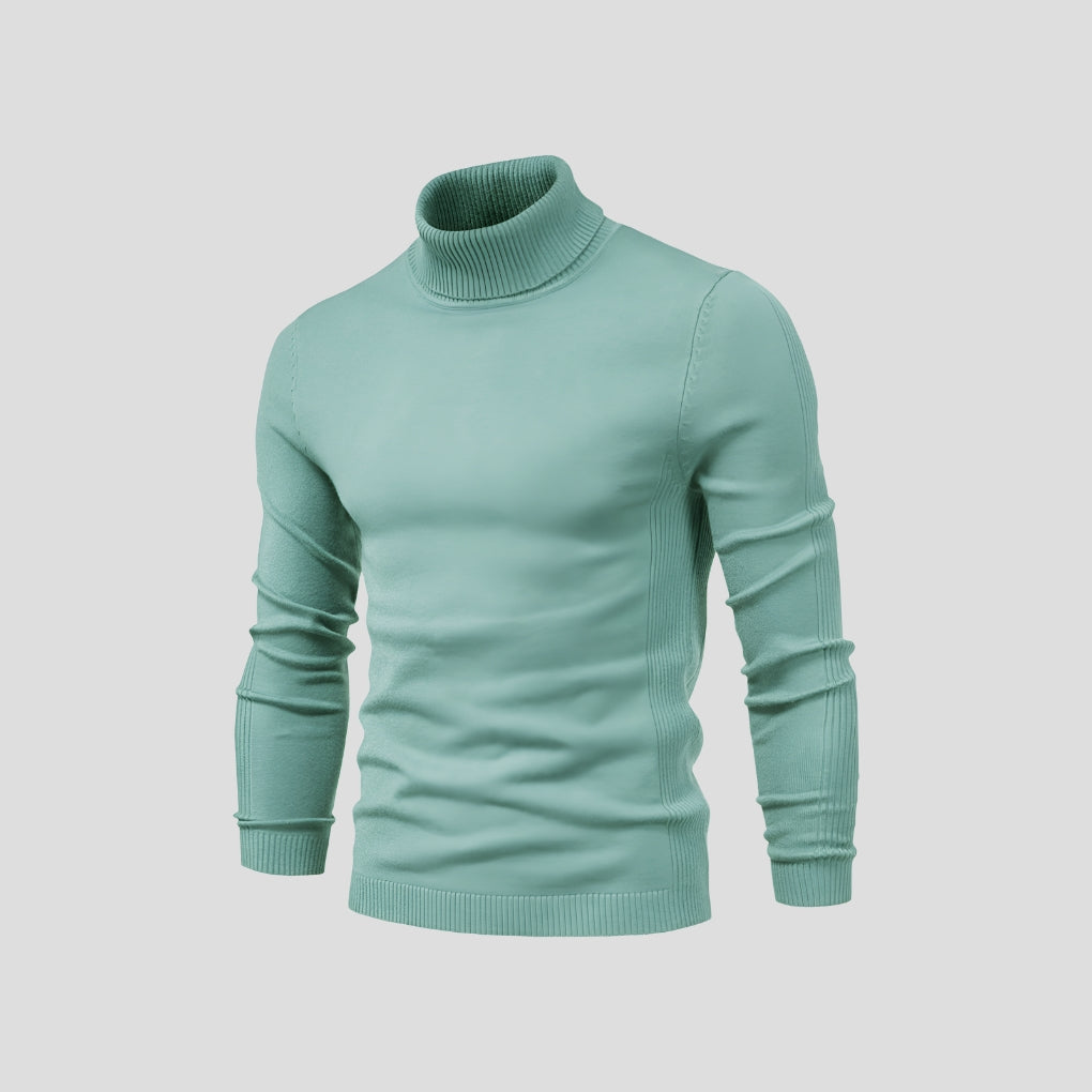 Kacob | Men's Turtleneck Jumper – Fine Knit Roll Neck Long Sleeve Top