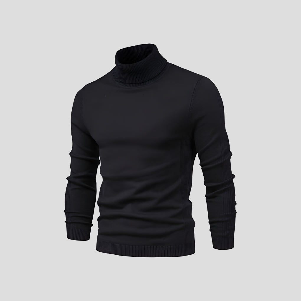 Kacob | Men's Turtleneck Jumper – Fine Knit Roll Neck Long Sleeve Top