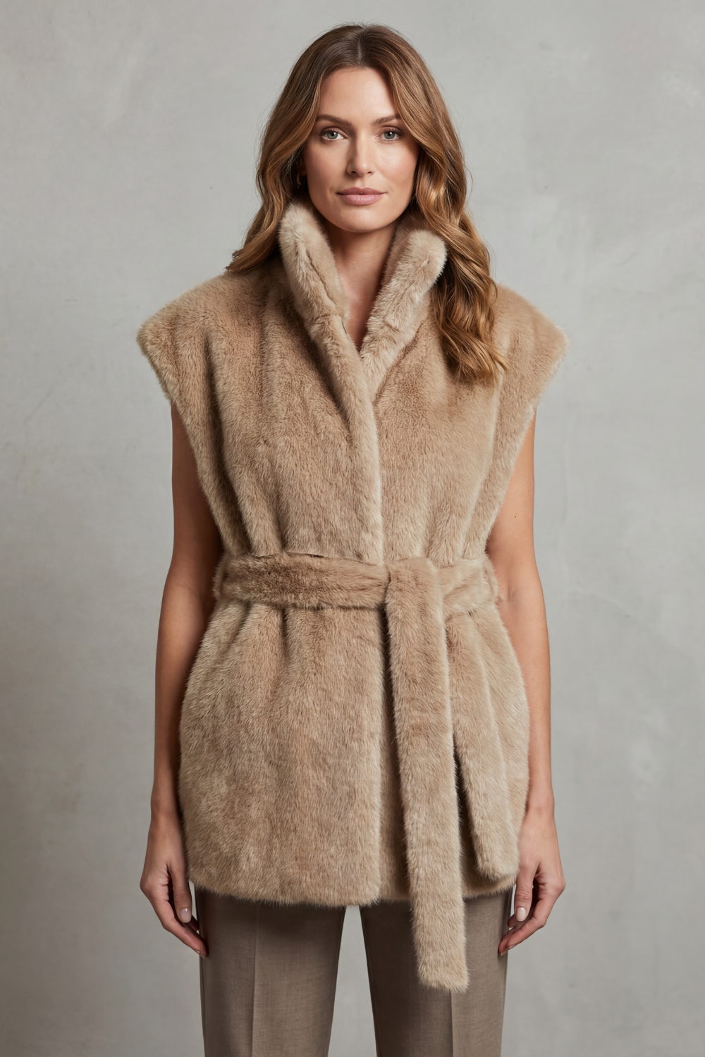 Kacob | Belted Faux Fur Longline Gilet