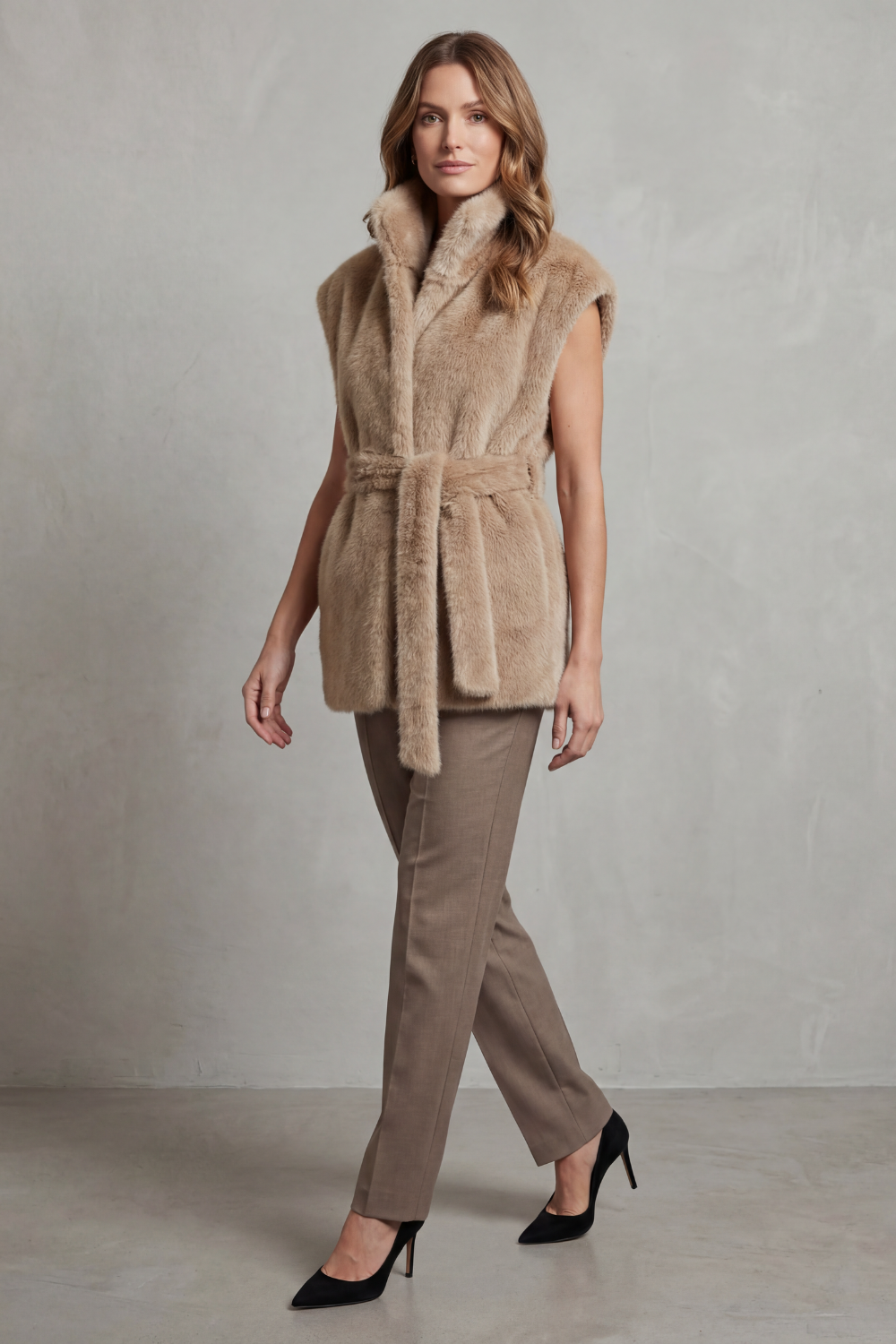 Kacob | Belted Faux Fur Longline Gilet