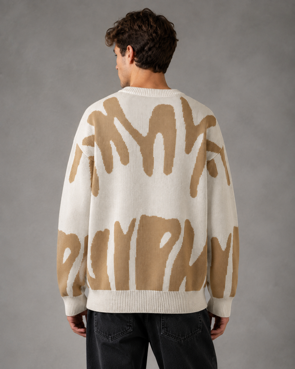 Kacob | Men's Abstract Drop Shoulder Relaxed Knit Jumper
