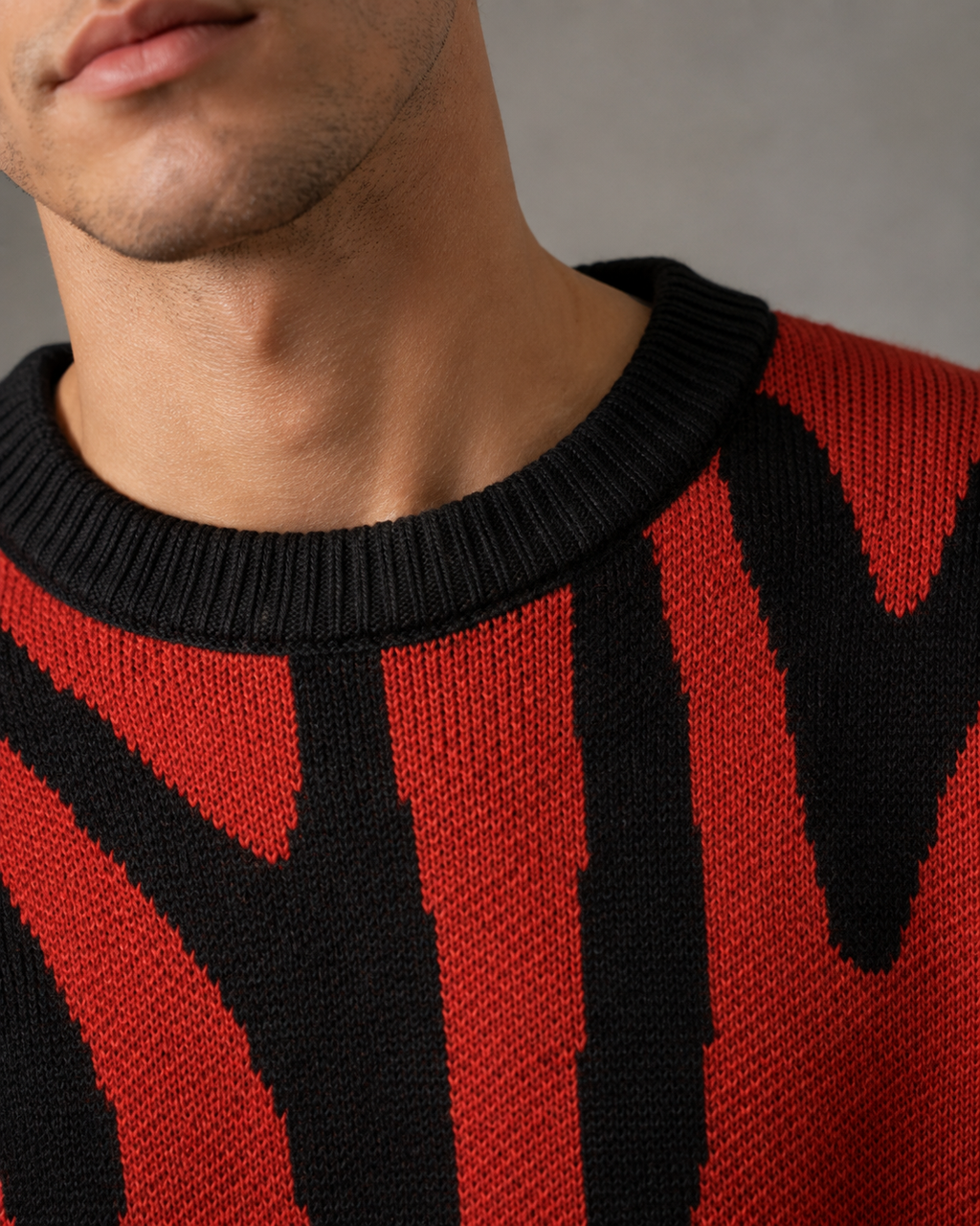 Kacob | Men's Abstract Drop Shoulder Relaxed Knit Jumper