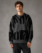 Kacob | Men's Abstract Drop Shoulder Relaxed Knit Jumper