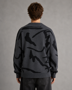 Kacob | Men's Abstract Graphic Drop Shoulder Knit Jumper