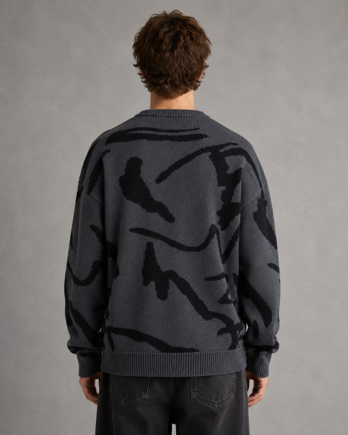 Kacob | Men's Abstract Graphic Drop Shoulder Knit Jumper