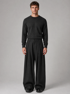 Kacob | Men's Baggy Fit Pleated Wide Leg Trousers