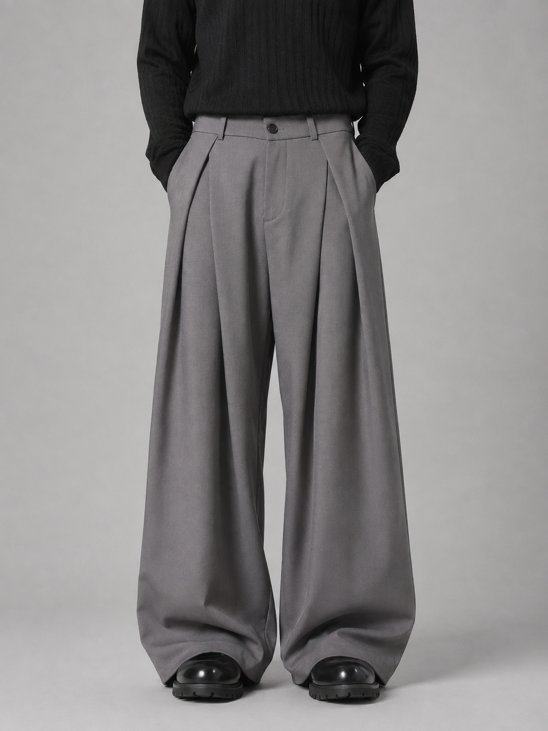 Kacob | Men's Baggy Fit Pleated Wide Leg Trousers