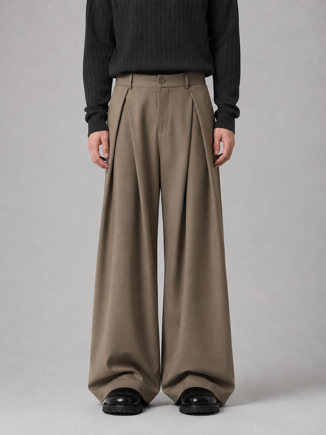 Kacob | Men's Baggy Fit Pleated Wide Leg Trousers