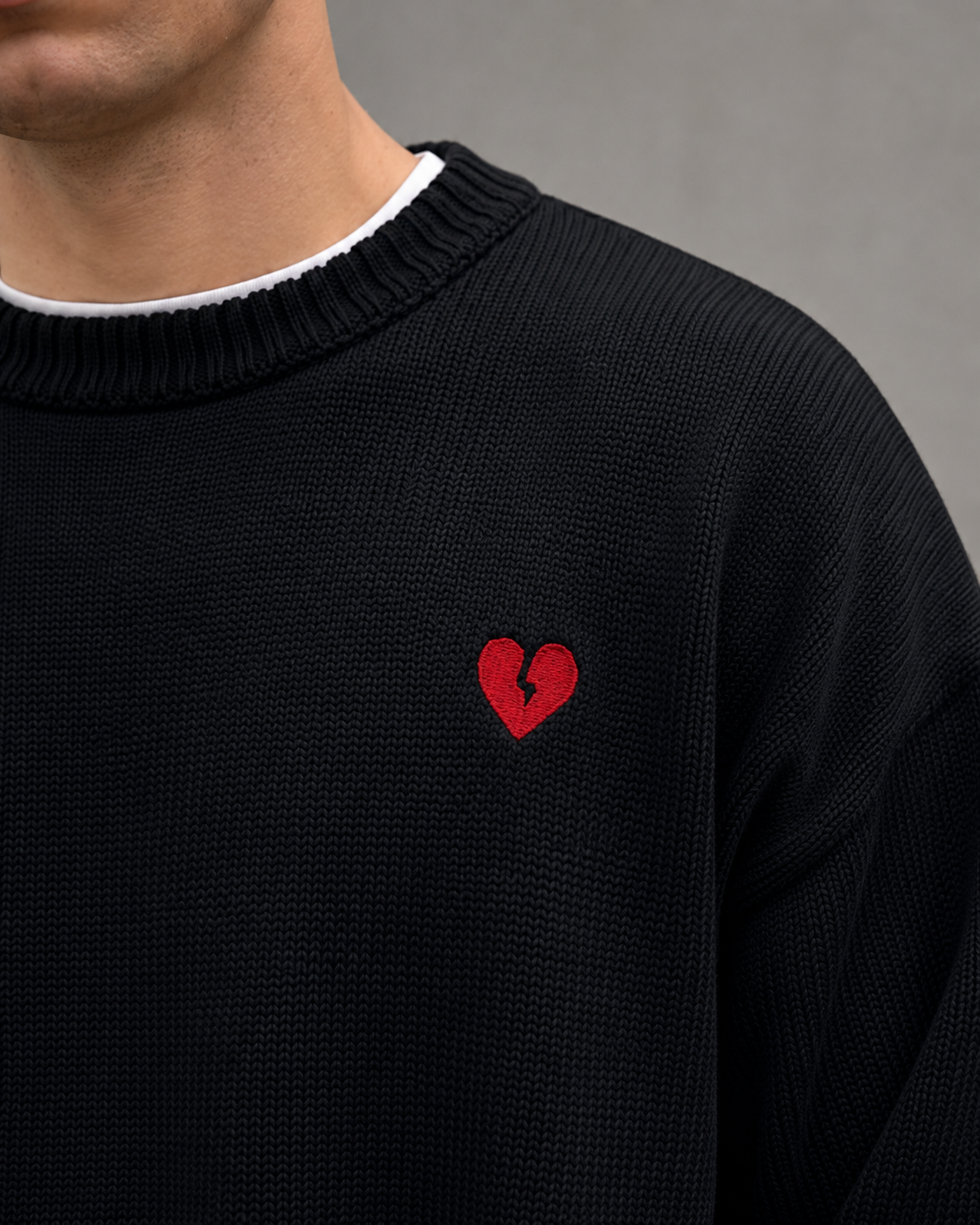 Kacob | Men's Broken Heart Detail Relaxed Knit Jumper