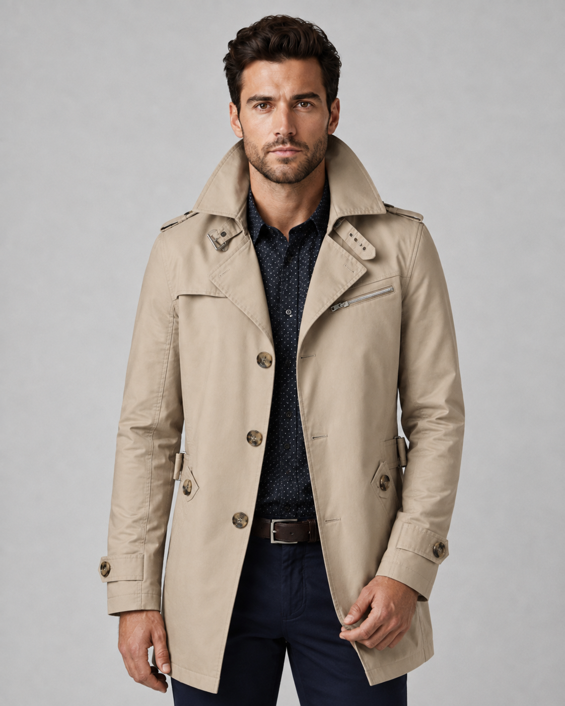 Kacob | Men's Button Front Trench Coat