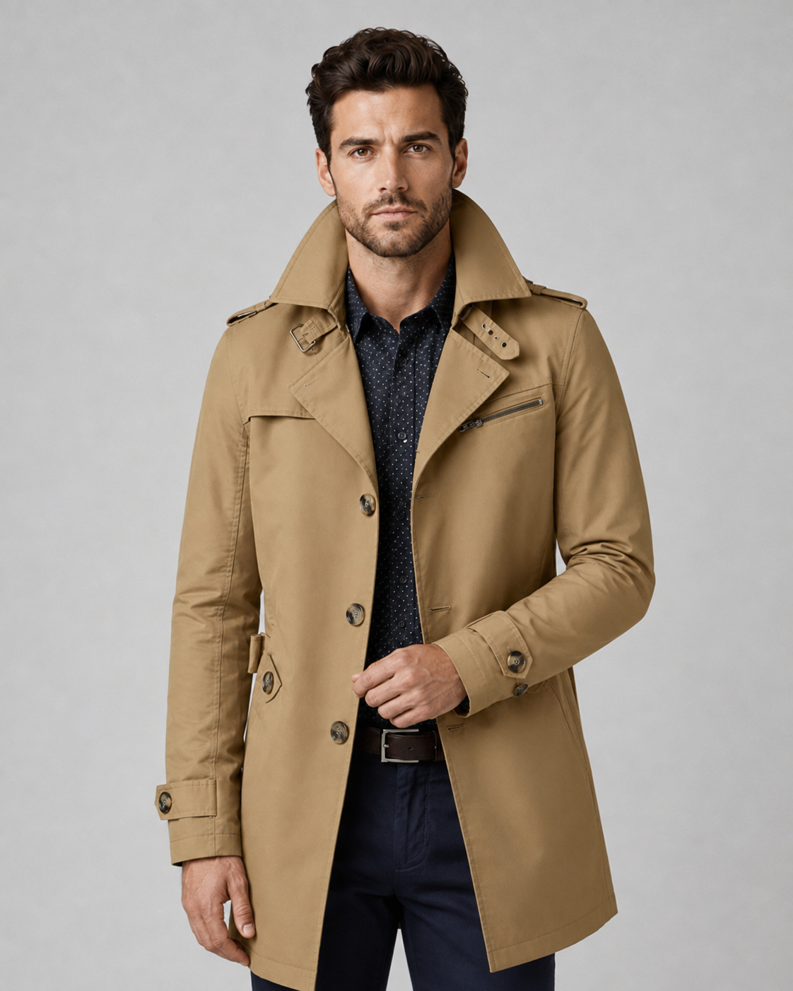 Kacob | Men's Button Front Trench Coat
