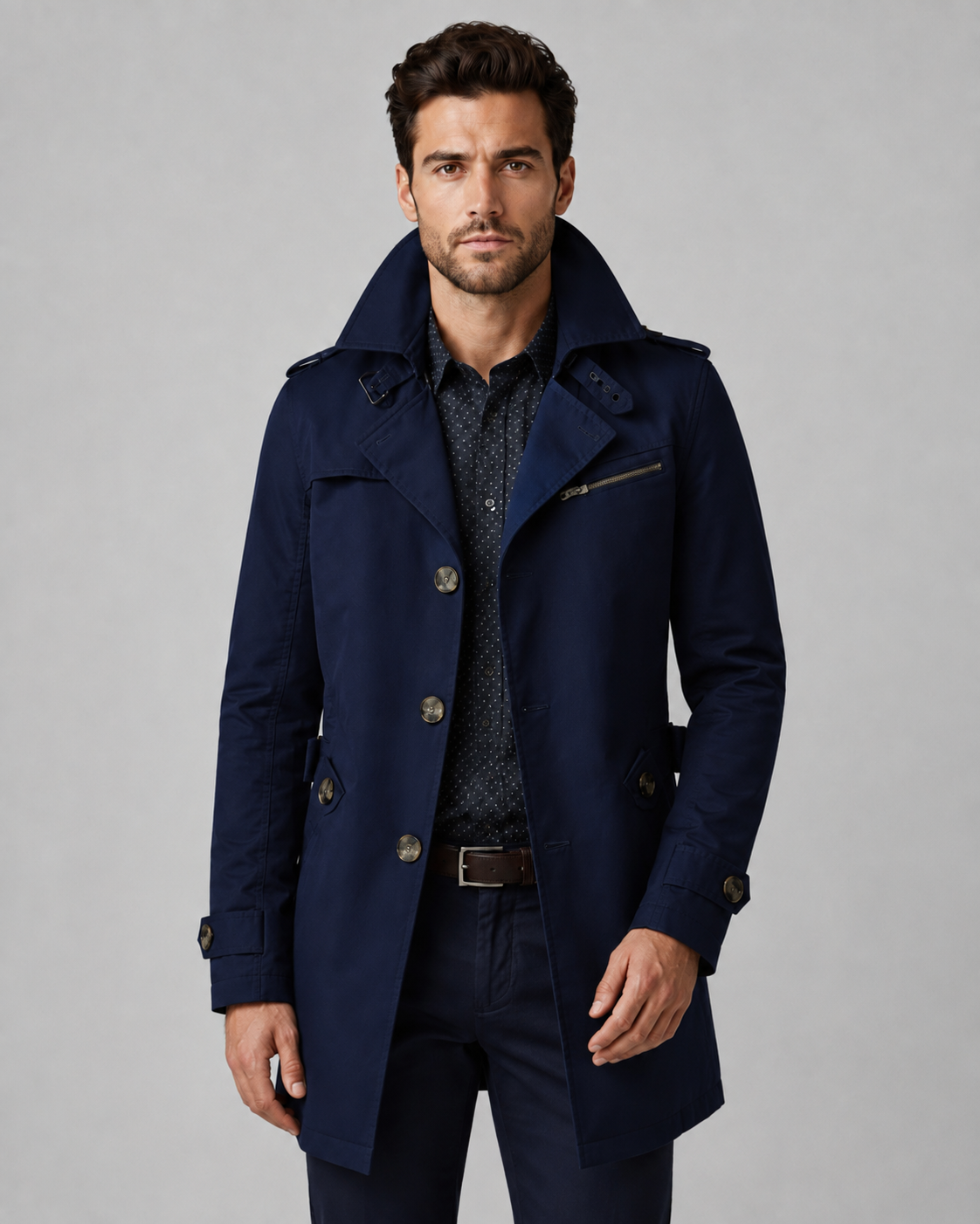Kacob | Men's Button Front Trench Coat