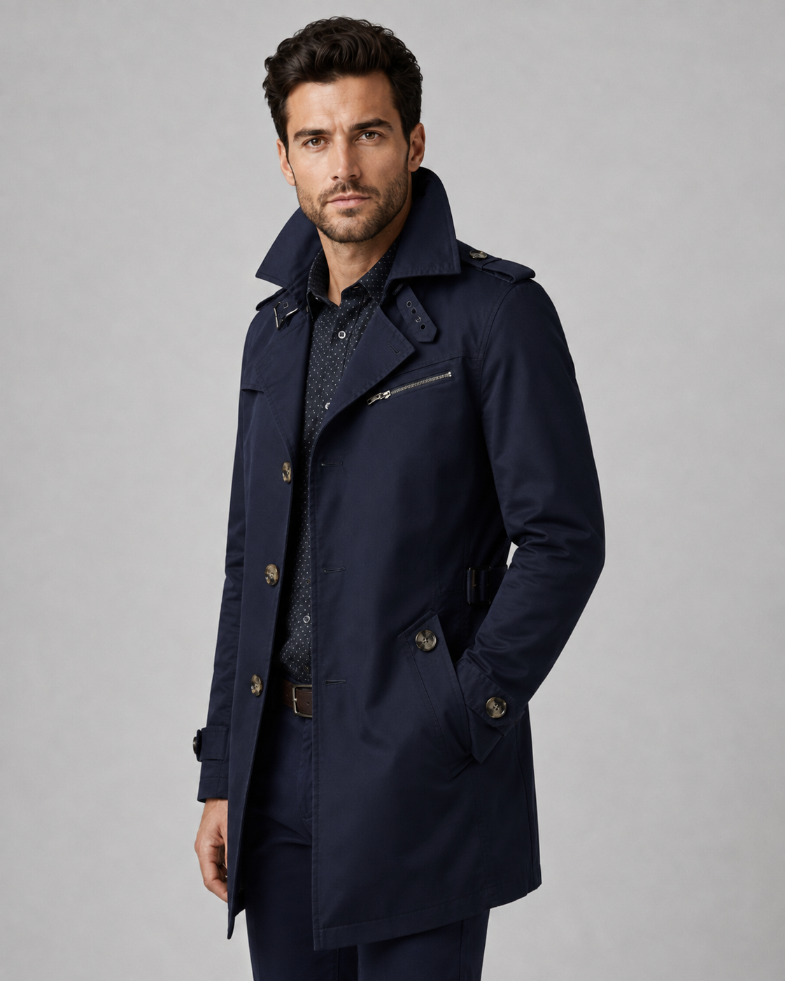 Kacob | Men's Button Front Trench Coat