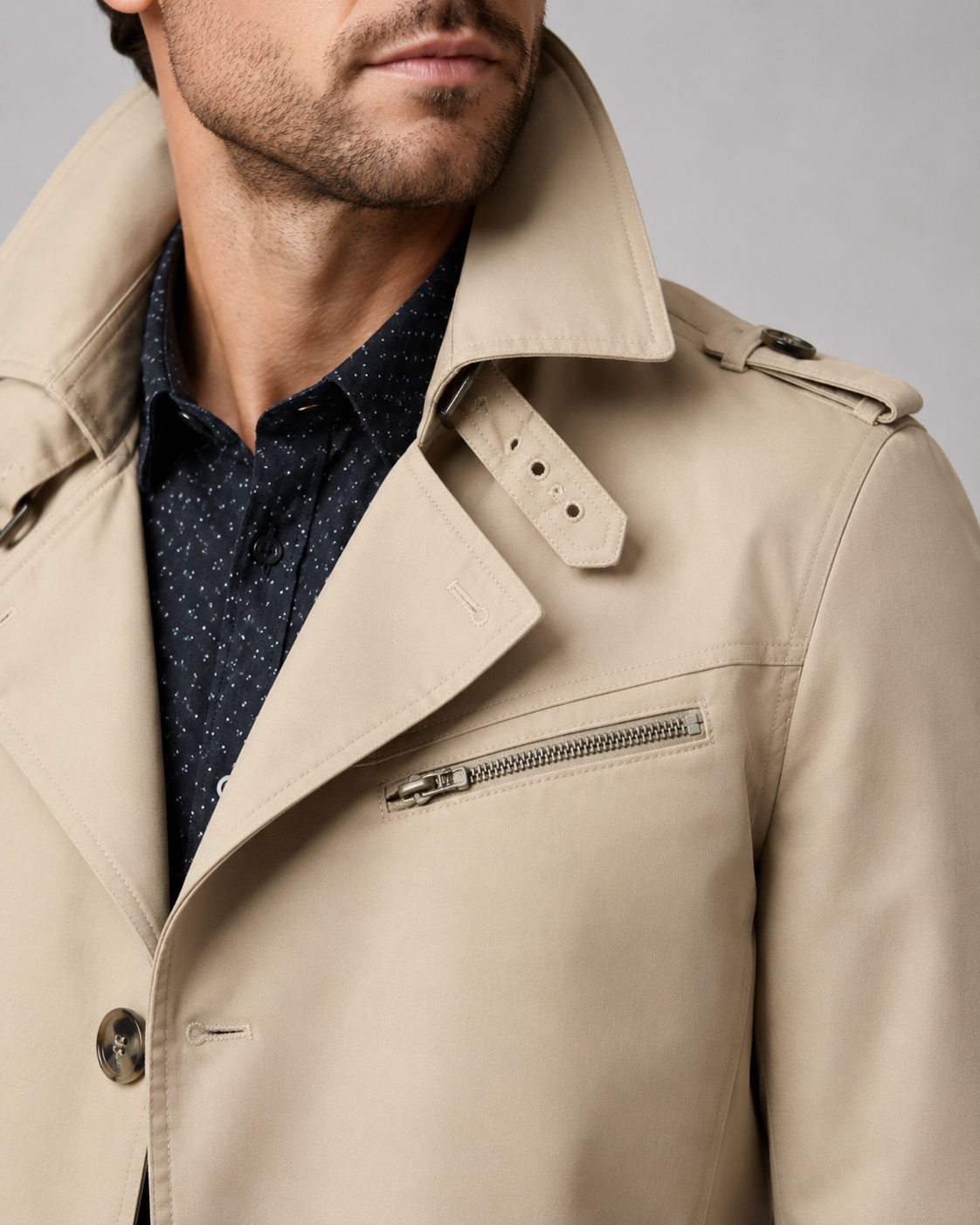 Kacob | Men's Button Front Trench Coat