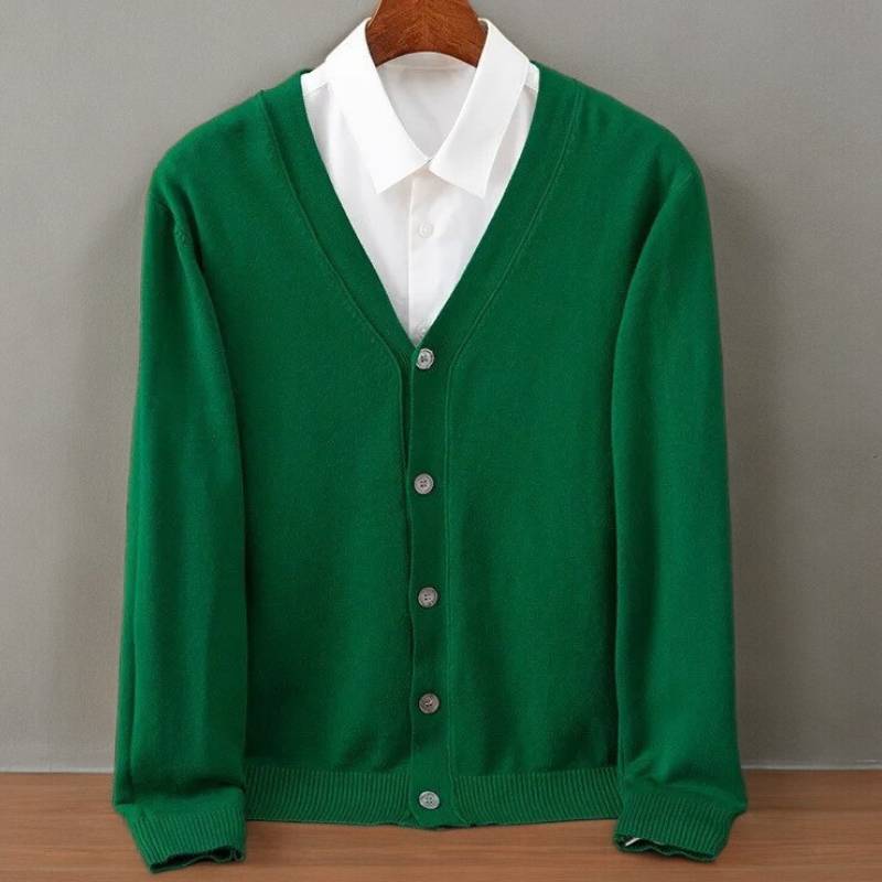 Kacob | Men's Button Front V-Neck Knitted Cardigan